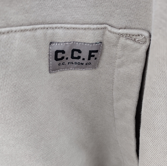 CC Filson Heavy Knit Pullover Hoodie Sweatshirt Tan Men’s Size Small Flaws. Hole - Picture 3 of 12